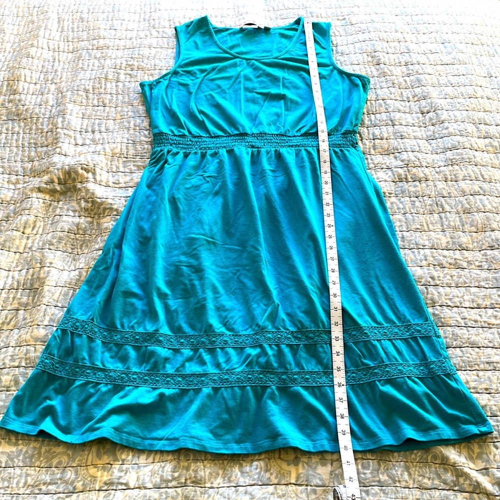 Liz Claiborne Sleeveless Cinched Teal Dress Size L - Picture 7 of 10